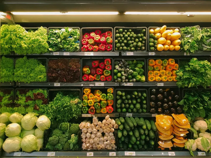 Grocery store produce aisle ready for inventory